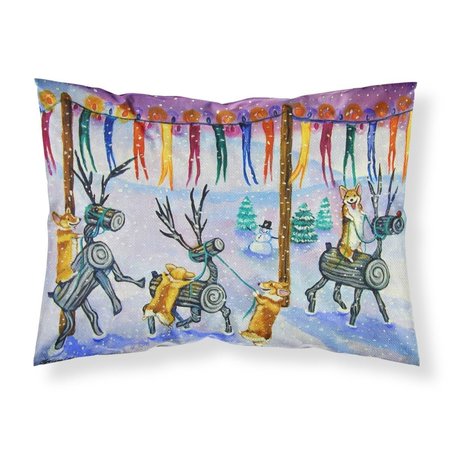 CAROLINES TREASURES Carolines Treasures 7443PILLOWCASE Corgi Log Reindeer Race Christmas Fabric Standard Pillowcase 7443PILLOWCASE